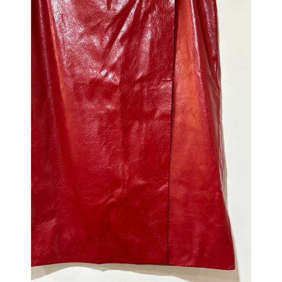 J.CREW Collection Wrap Skirt Berry Sangria Faux Patent Leather Size 8 NWT Lined - Picture 7 of 16
